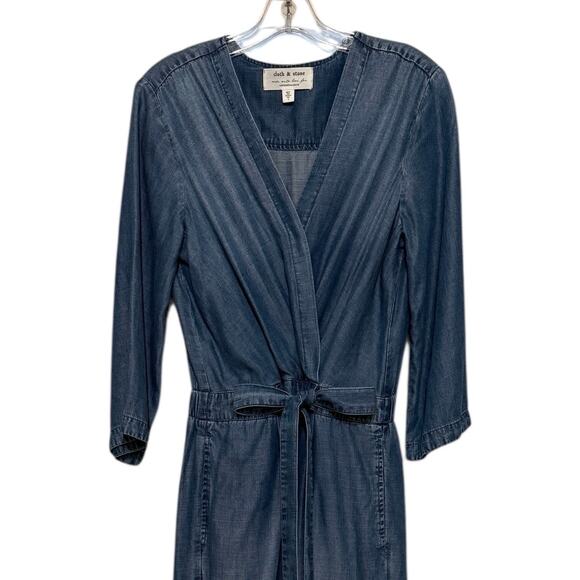 Cloth & Stone Anthropologie Denim Chambray Jumpsuit Womens Size M Blue Wide Leg - Picture 4 of 6